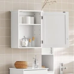 SoBuy White Wall Mounted Single Door Bathroom Cabinet,BZR19-W -Grohe Sales Shop 13727673 3