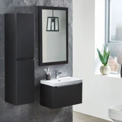 Orbit Supreme Wall Hung Tall Storage Unit 300mm Wide - Graphite Grey -Grohe Sales Shop 17781483 3