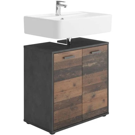 FMD Bathroom Sink Cabinet With 2 Doors Matera Old Style Dark -Grohe Sales Shop 30929592 1