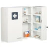 Relaxdays Medicine Cabinet, Lockable, 11 Compartments, Steel, HxWxD: 53 X 53 X 21.5 Cm, Double Door, First Aid, White -Grohe Sales Shop 58595471 1