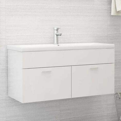 Topdeal Sink Cabinet High Gloss White 100x38.5x46 Cm Chipboard FF804680UK -Grohe Sales Shop 61186489 1