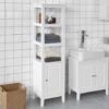 SoBuy Floor Standing Tall Boy Bathroom Storage Cabinet Unit, White, FRG205-W -Grohe Sales Shop 7900993 1